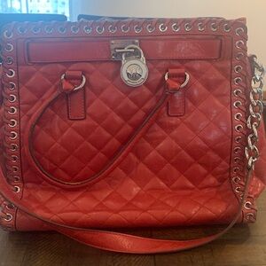 NWOT Michael Kors Quilted Red Leather Hand or Shoulder Bag